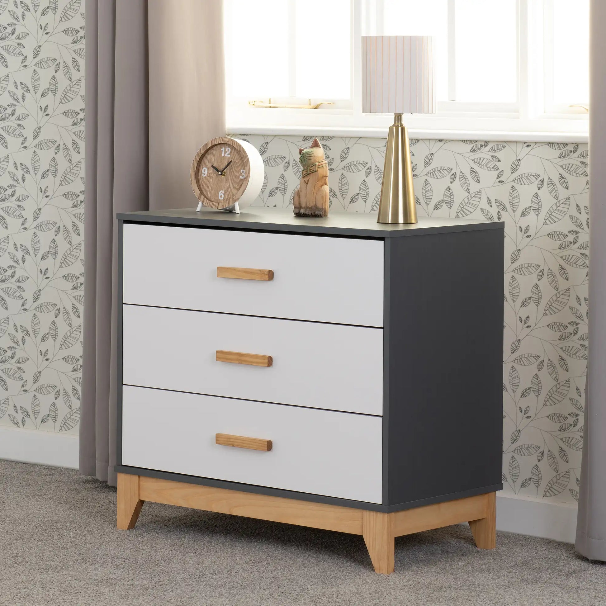 Cleveland 3 Drawer Chest   Whitegrey Metal Effect 2024  08