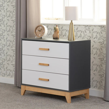Cleveland 3 Drawer Chest   Whitegrey Metal Effect 2024  08