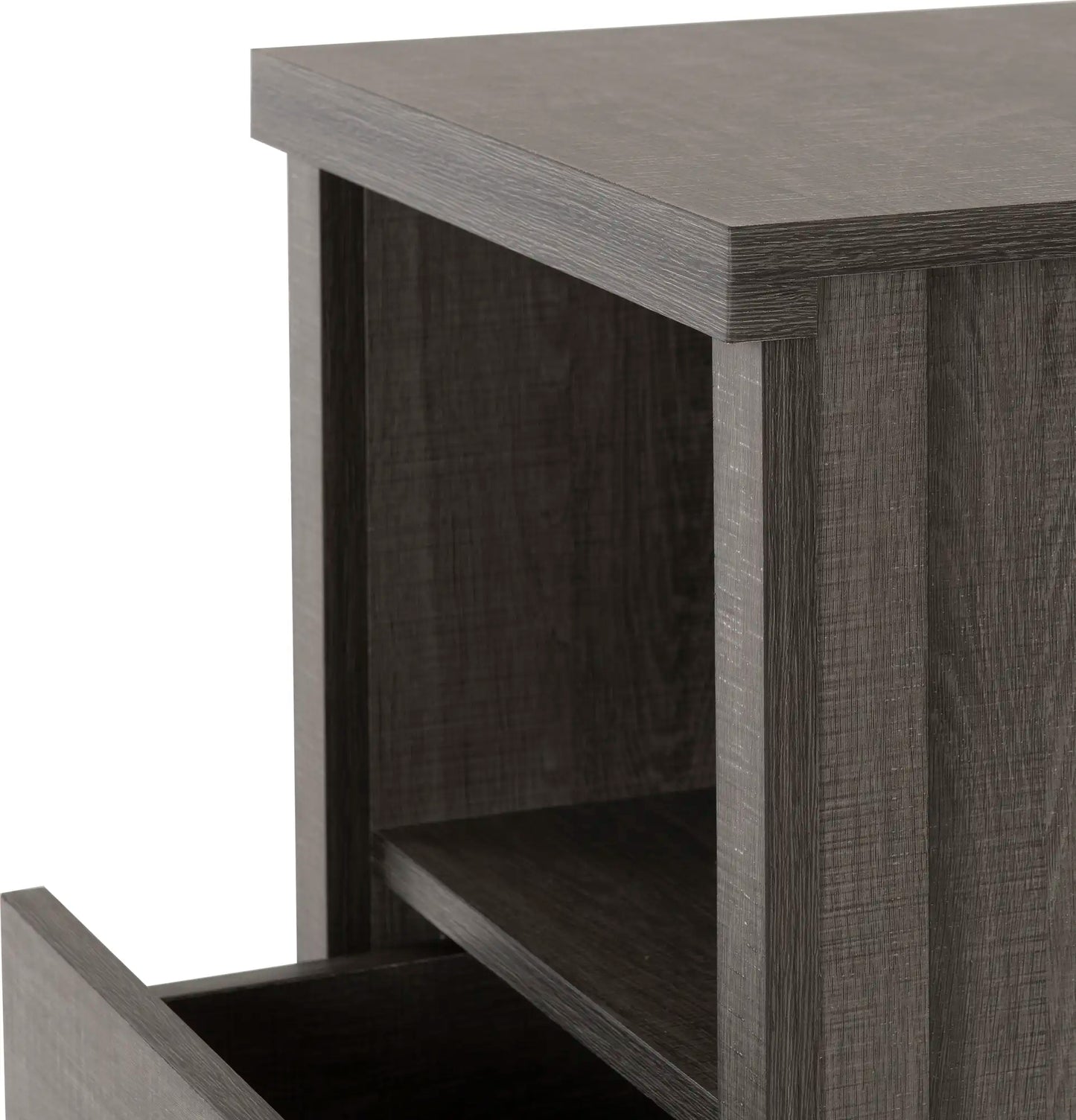 Lisbon 2 Drawer Bedside Black Wood Grain 2020  07