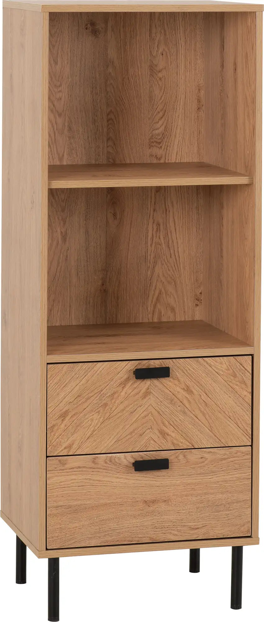 Leon 2 Drawer 2 Shelf Cabinet   Medium Oak Effect 2023  01
