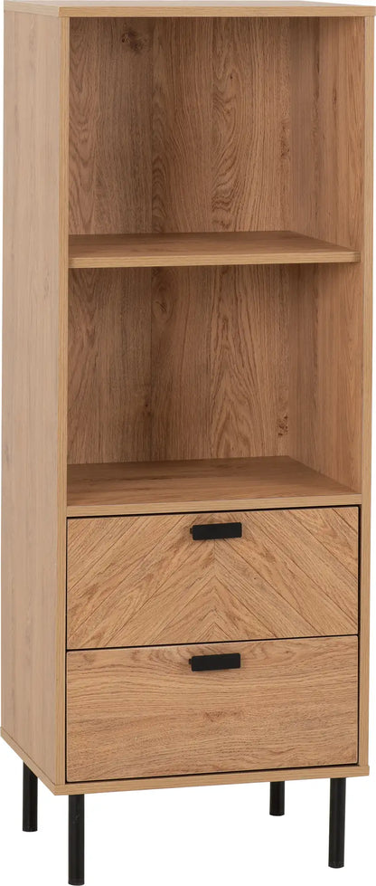 Leon 2 Drawer 2 Shelf Cabinet   Medium Oak Effect 2023  01
