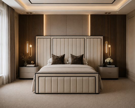 High Headboard Piping Bed