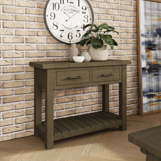Saltash 2 Drawer Console Table - Solid Reclaimed Natural Pine