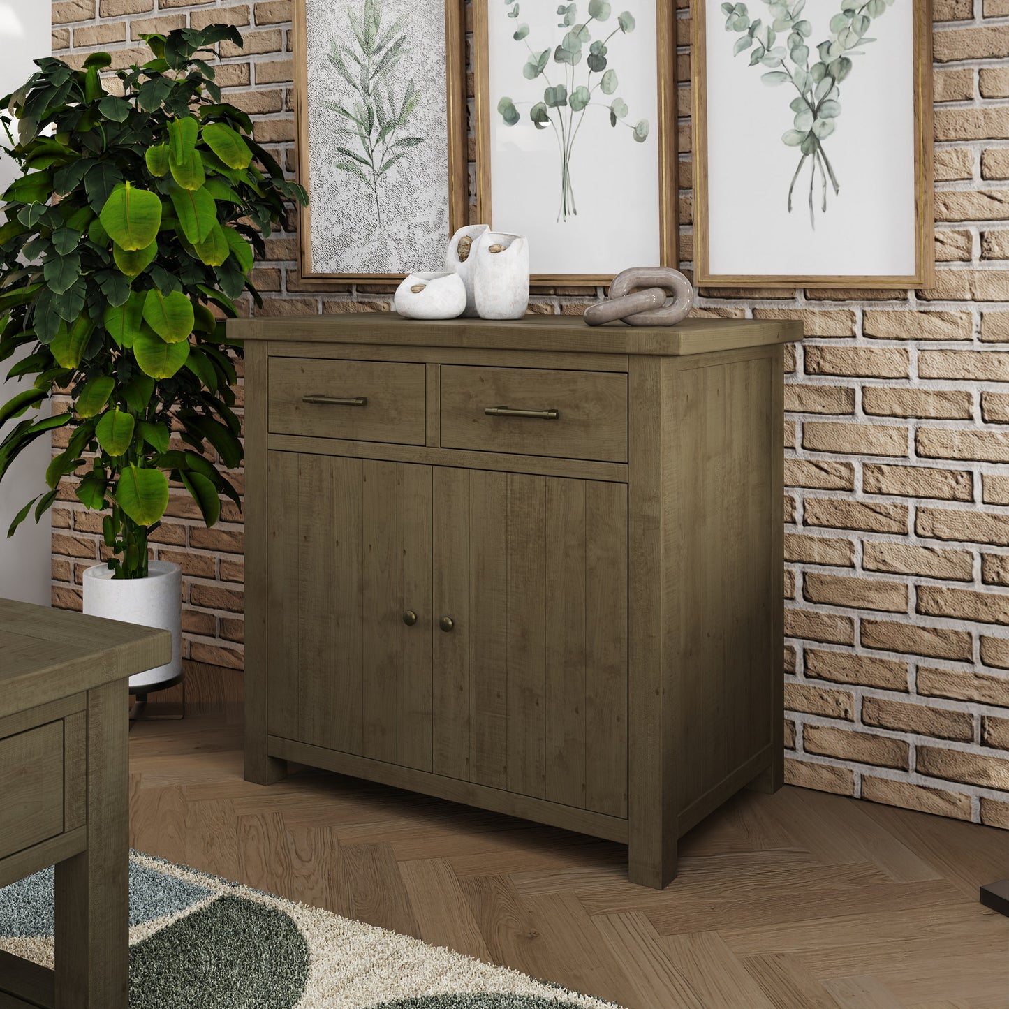 Saltash Compact Sideboard 2 Door 2 Drawer - Solid Reclaimed Natural Pine