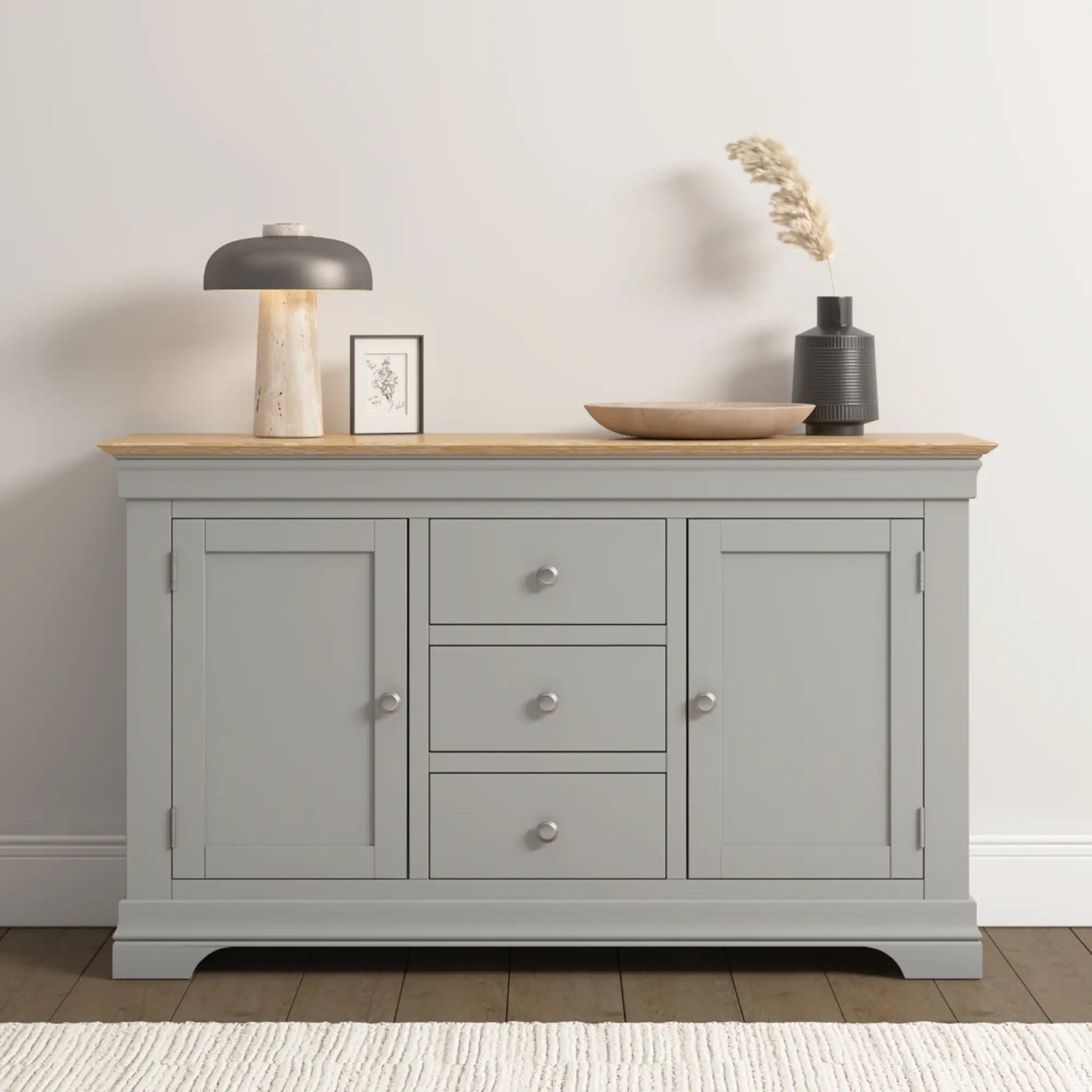 Bordeaux 2 Door 3 Drawer Sideboard   Pebble Grey Oak  08