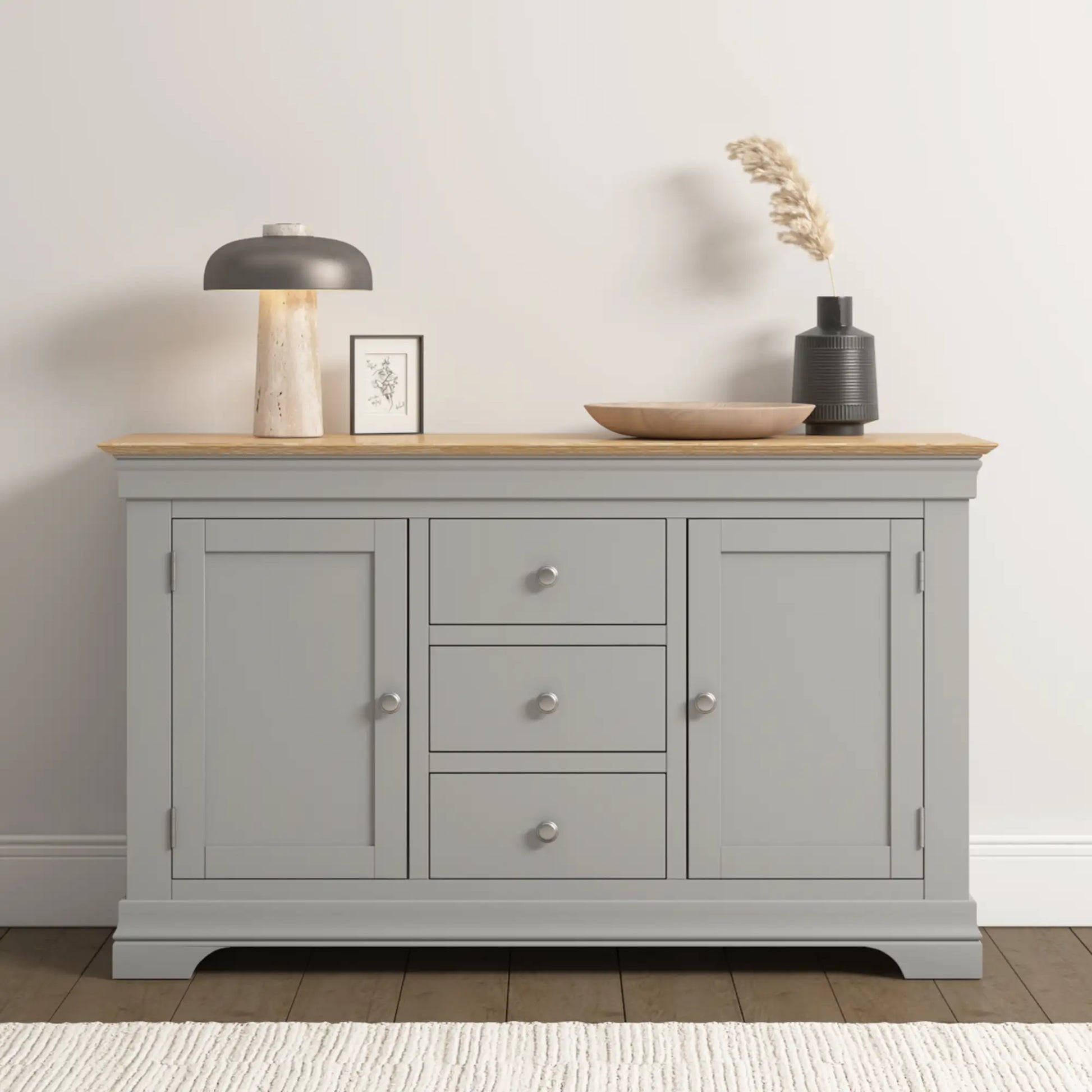 Bordeaux 2 Door 3 Drawer Sideboard   Pebble Grey Oak  08