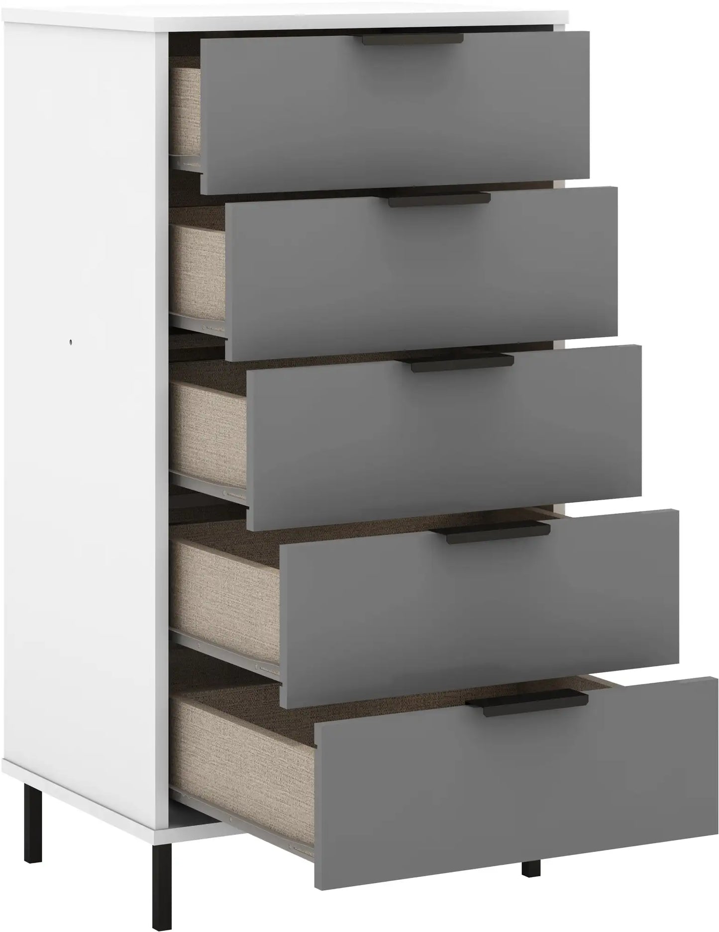 Madrid 5 Drawer Chest   Greywhite Gloss 2022  F02