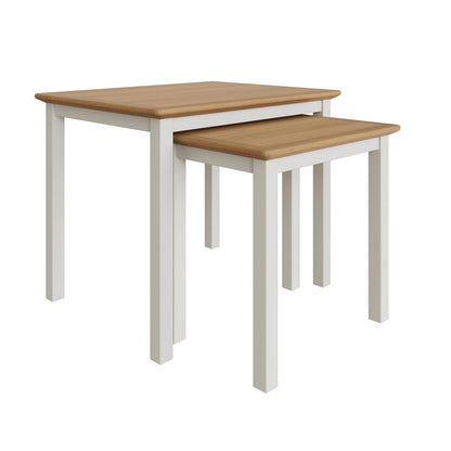 Taberno Oak Nest Of 2 Tables Linen White