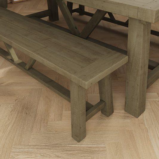 Saltash 1.4m Dining Bench - Solid Reclaimed Natural Pine