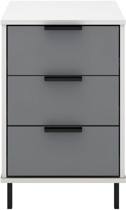 Madrid 3 Drawer Bedside   Greywhite Gloss 2022  F03