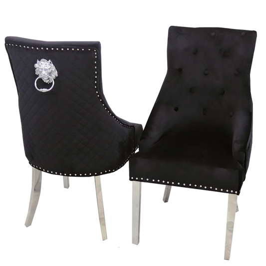 Bentley Chrome Velvet Dining Chair – Set of 2