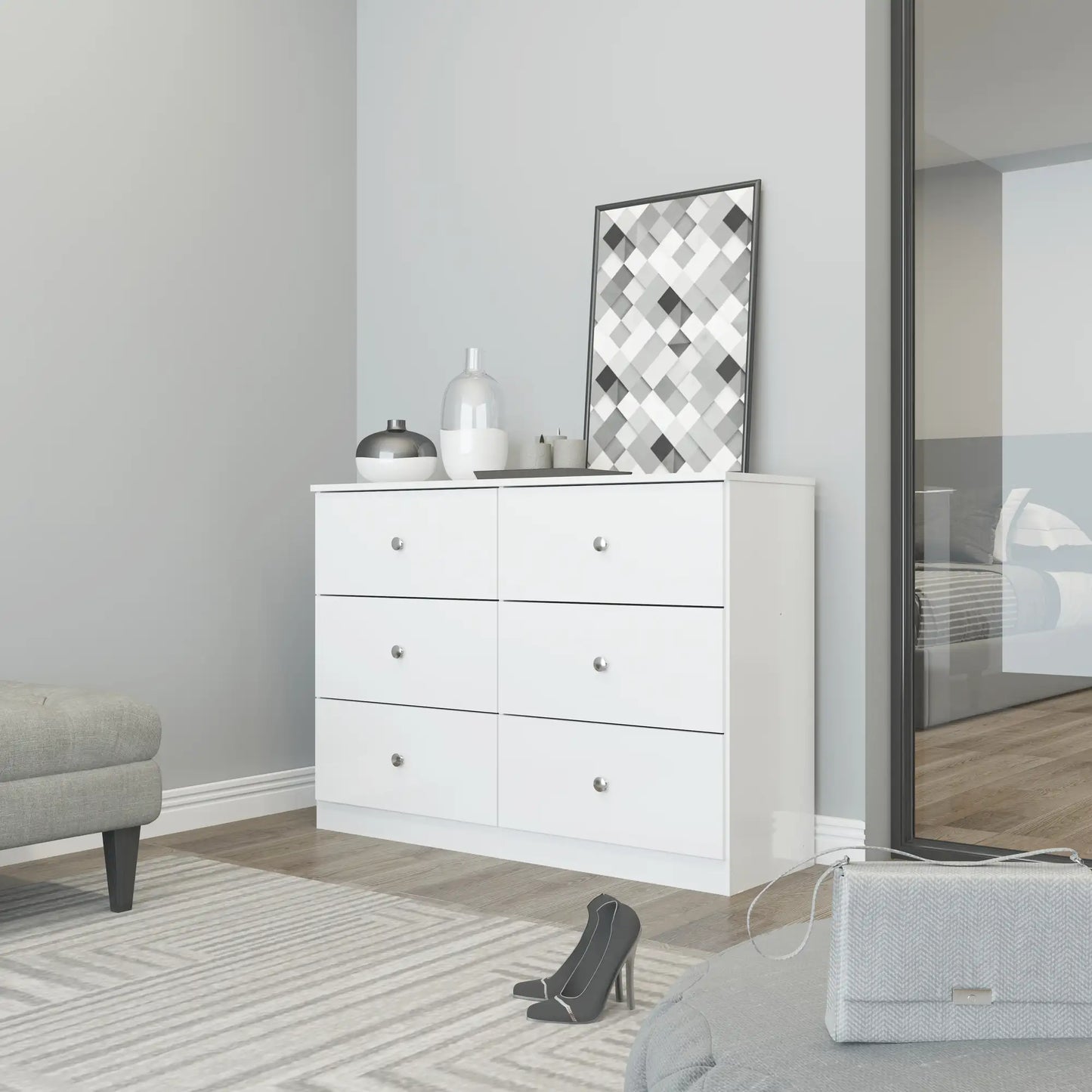 Denver 6 Drawer Chest   White Gloss 2024  F09