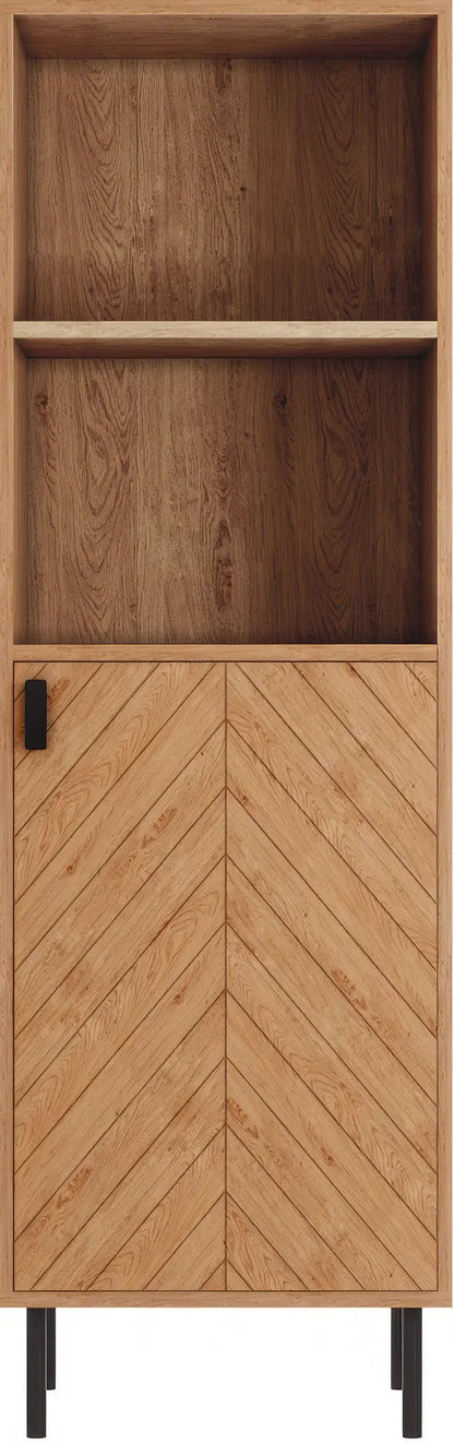 Leon 1 Door 2 Shelf Cabinet   Medium Oak Effect 2023  02 Dx