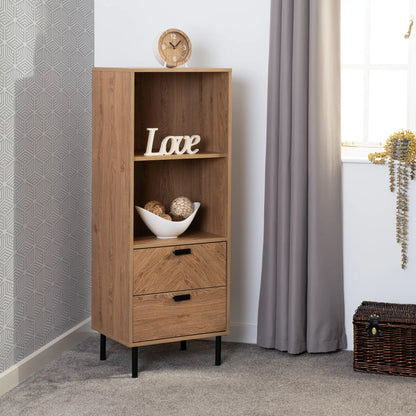 Leon 2 Drawer 2 Shelf Cabinet   Medium Oak Effect 2023  08