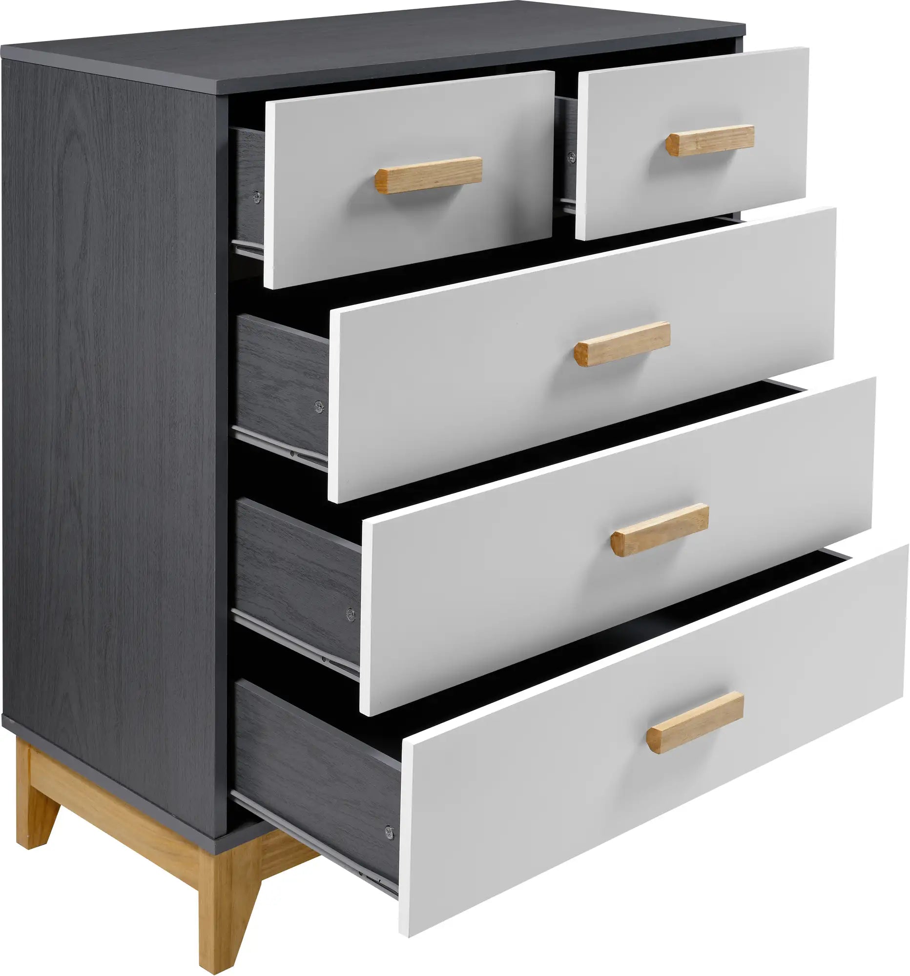 Cleveland 3+2 Drawer Chest   Whitegrey Metal Effect 2023  F 02