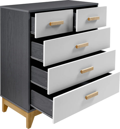 Cleveland 3+2 Drawer Chest   Whitegrey Metal Effect 2023  F 02
