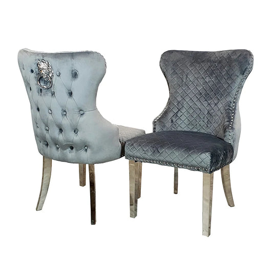Chelsea Dark Grey Velvet Dining Chair – Set of 2
