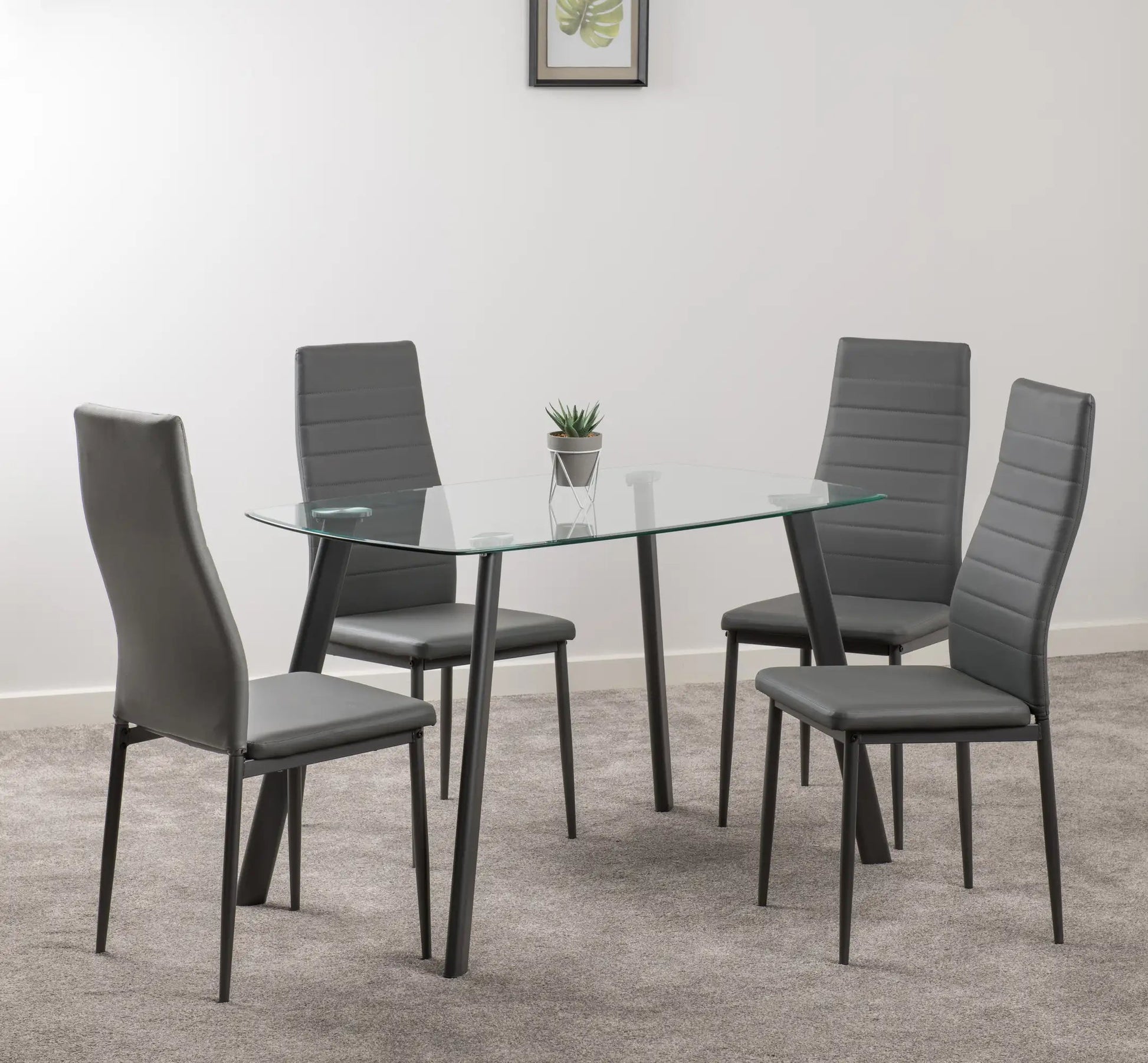 Abbey Small Dining Set Clear Glassgreygrey Pu 2020  01