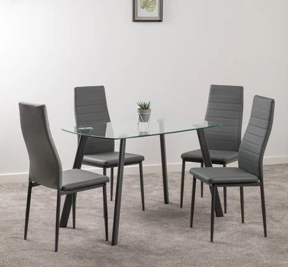 Abbey Small Dining Set Clear Glassgreygrey Pu 2020  01
