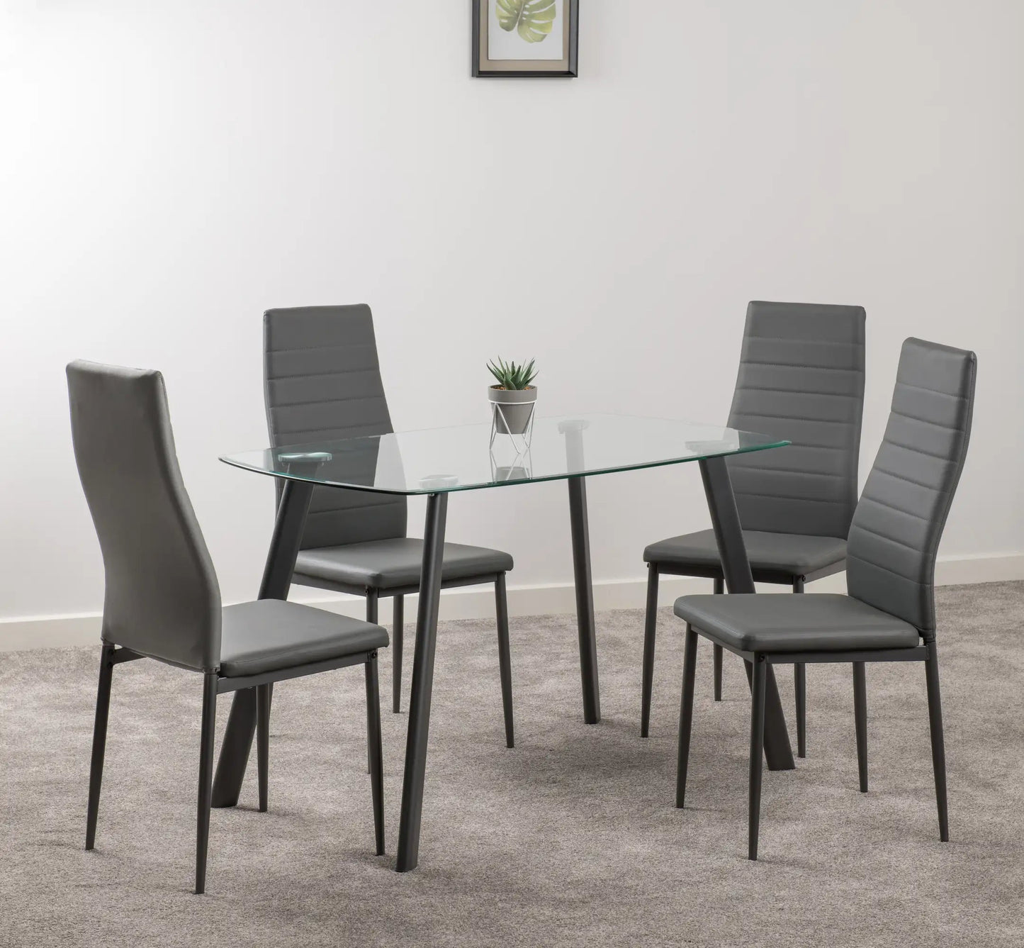 Abbey Small Dining Set Clear Glassgreygrey Pu 2020  01