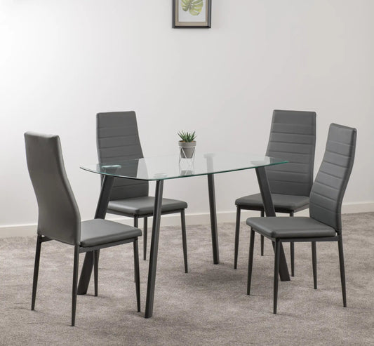 Abbey Small Dining Set Clear Glassgreygrey Pu 2020  01