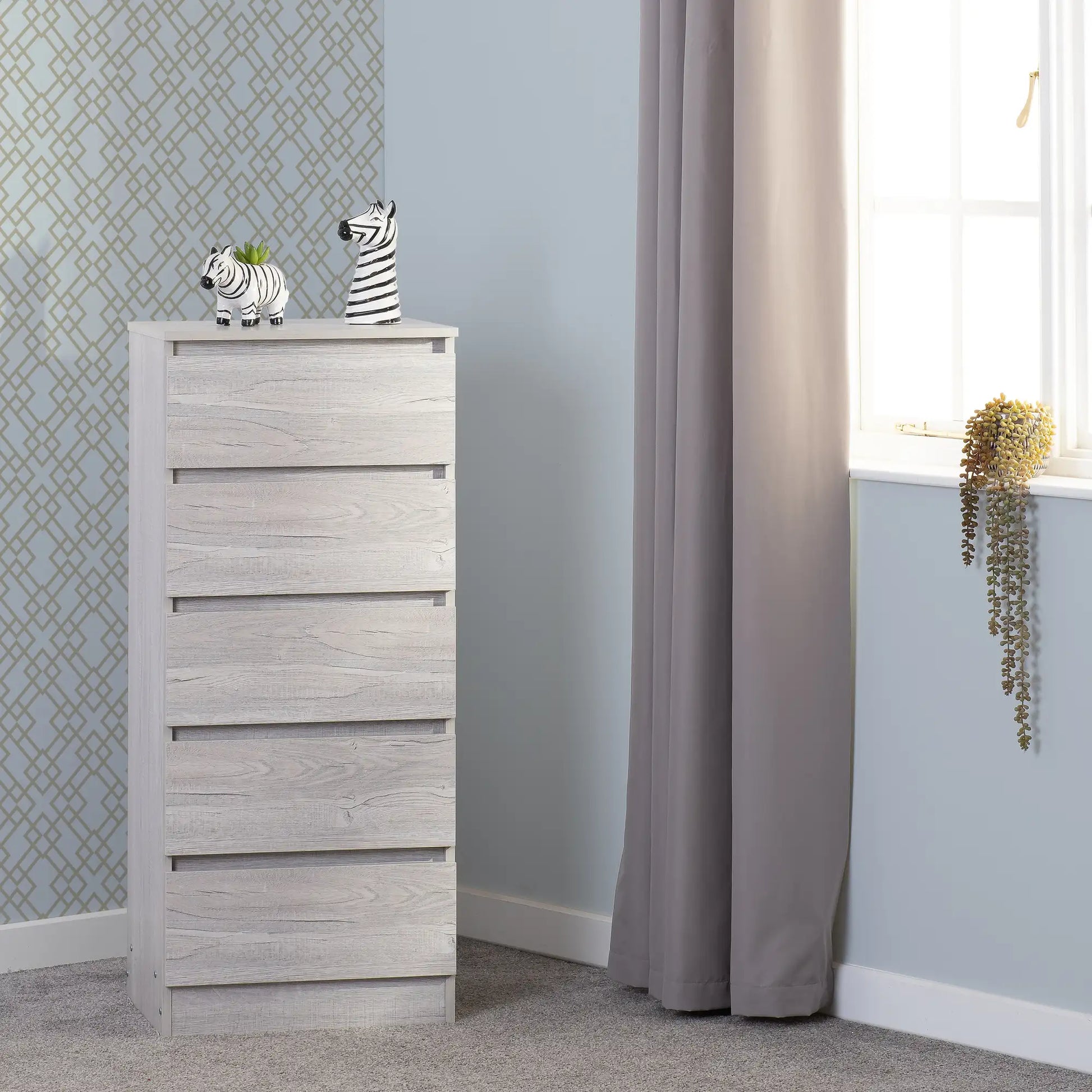 Malvern 5 Drawer Narrow Chest   Urban Snow 2023  07