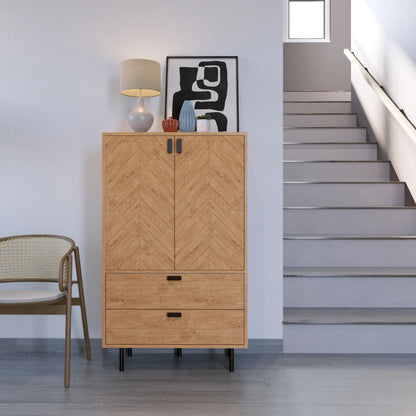 Leon 2 Door 2 Drawer Cabinet   Medium Oak Effect 2023  09 Dx