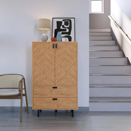 Leon 2 Door 2 Drawer Cabinet   Medium Oak Effect 2023  09 Dx