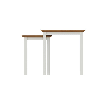 Taberno Oak Nest Of 2 Tables Linen White