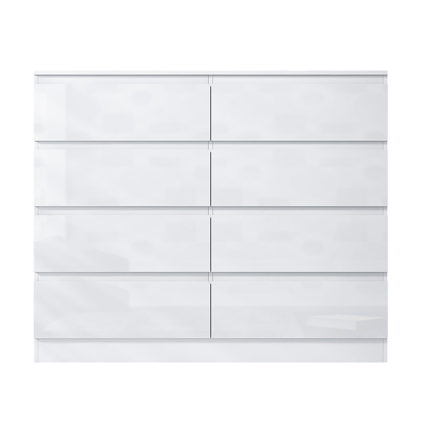 Stora 8 Drawer Wide 4+4 Chest Of Drawers - White Gloss Front