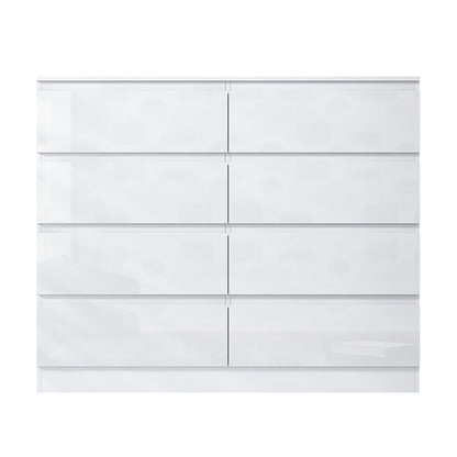 Stora 8 Drawer Wide 4+4 Chest Of Drawers - White Gloss Front