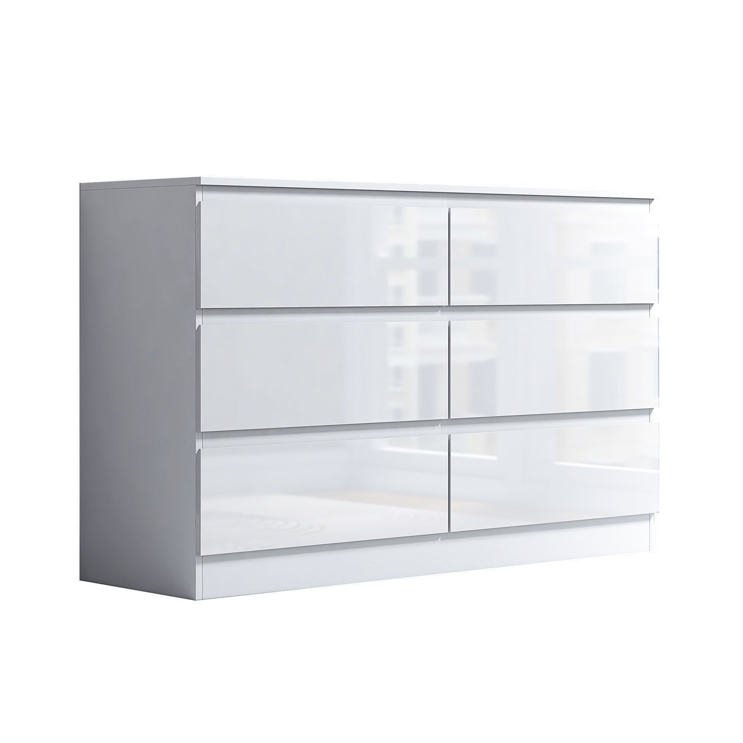 Stora 6 Drawer Wide 3+3 Chest Of Drawers - White Gloss Front
