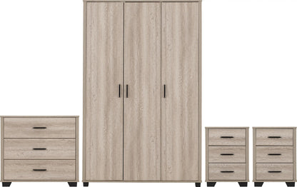 Oliver 3 Door Wardrobe Bedroom Set   Light Oak Effect 2024