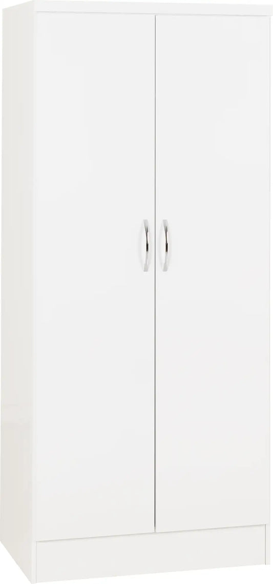 Nevada 2 Door All Hanging Wardrobe   White Gloss 2023  01