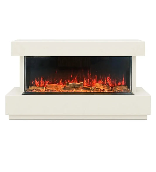 Hestia 1562 Electric Fire & Solace Marble Media Wall Suite - Polar