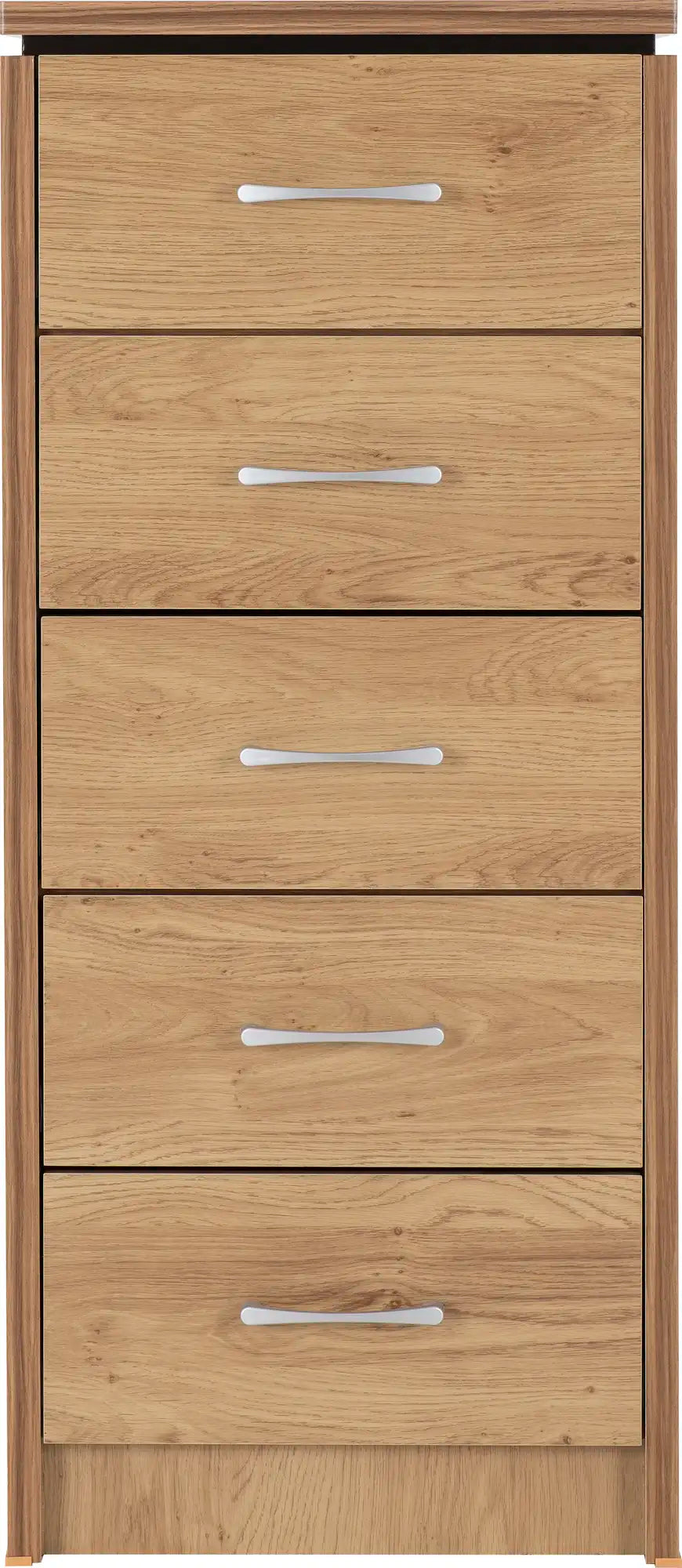 Charles 5 Drawer Narrow Chest Oak Effect Veneer 2021  03