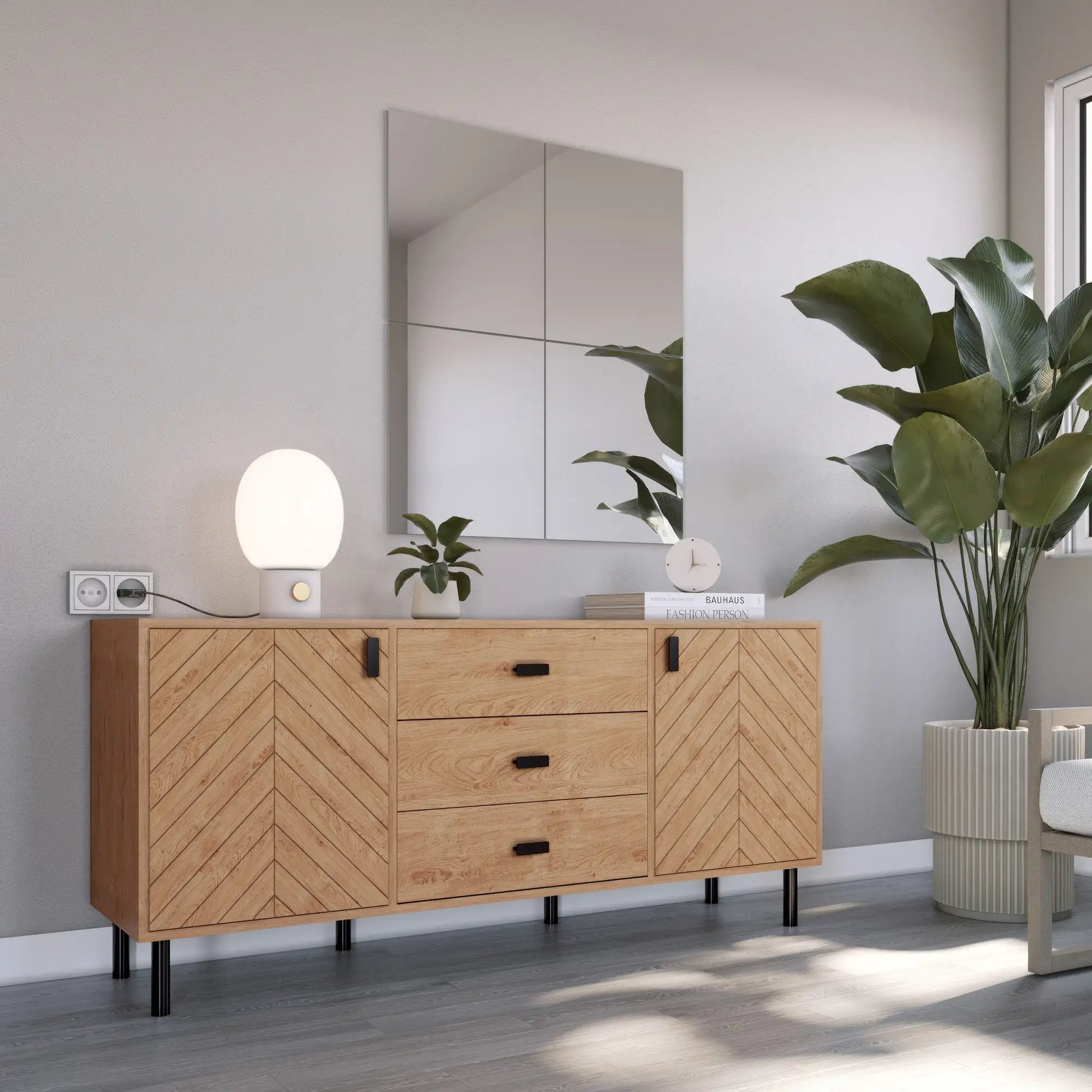 Leon 2 Door 3 Drawer Sideboard   Medium Oak Effect 2023  08 Dx