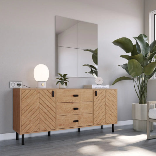 Leon 2 Door 3 Drawer Sideboard   Medium Oak Effect 2023  08 Dx