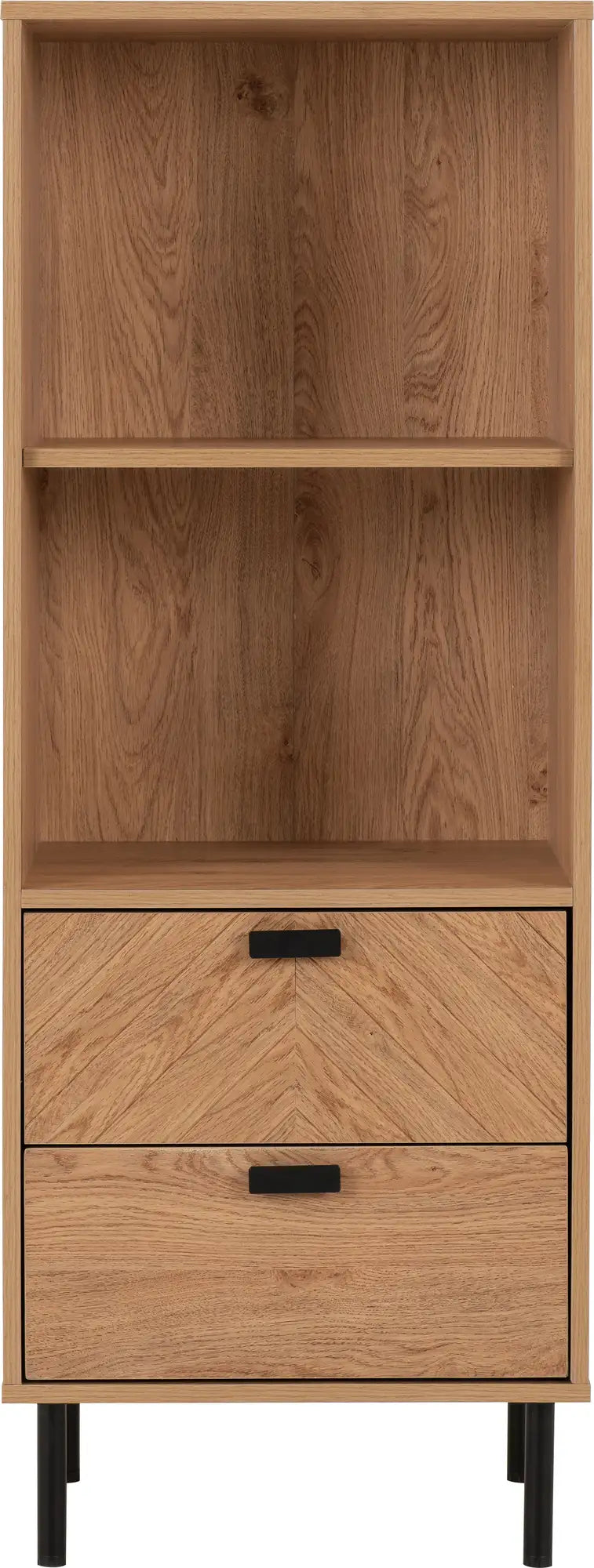 Leon 2 Drawer 2 Shelf Cabinet   Medium Oak Effect 2023  03