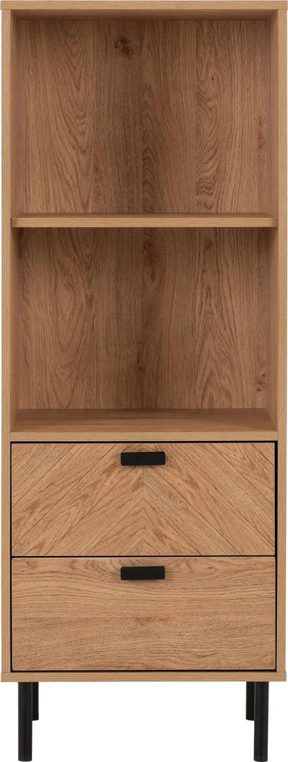 Leon 2 Drawer 2 Shelf Cabinet   Medium Oak Effect 2023  03