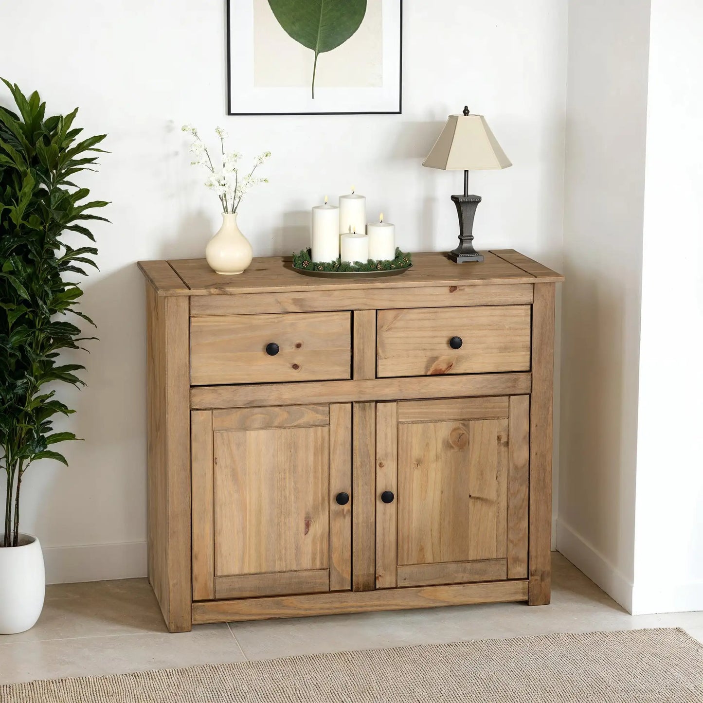 Panama 2 Door 2 Drawer Sideboard Natural Wax  Pr