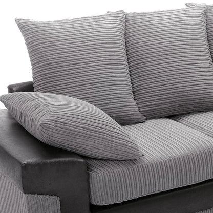 Dino Jumbo Cord Corner Sofa – Black & Grey