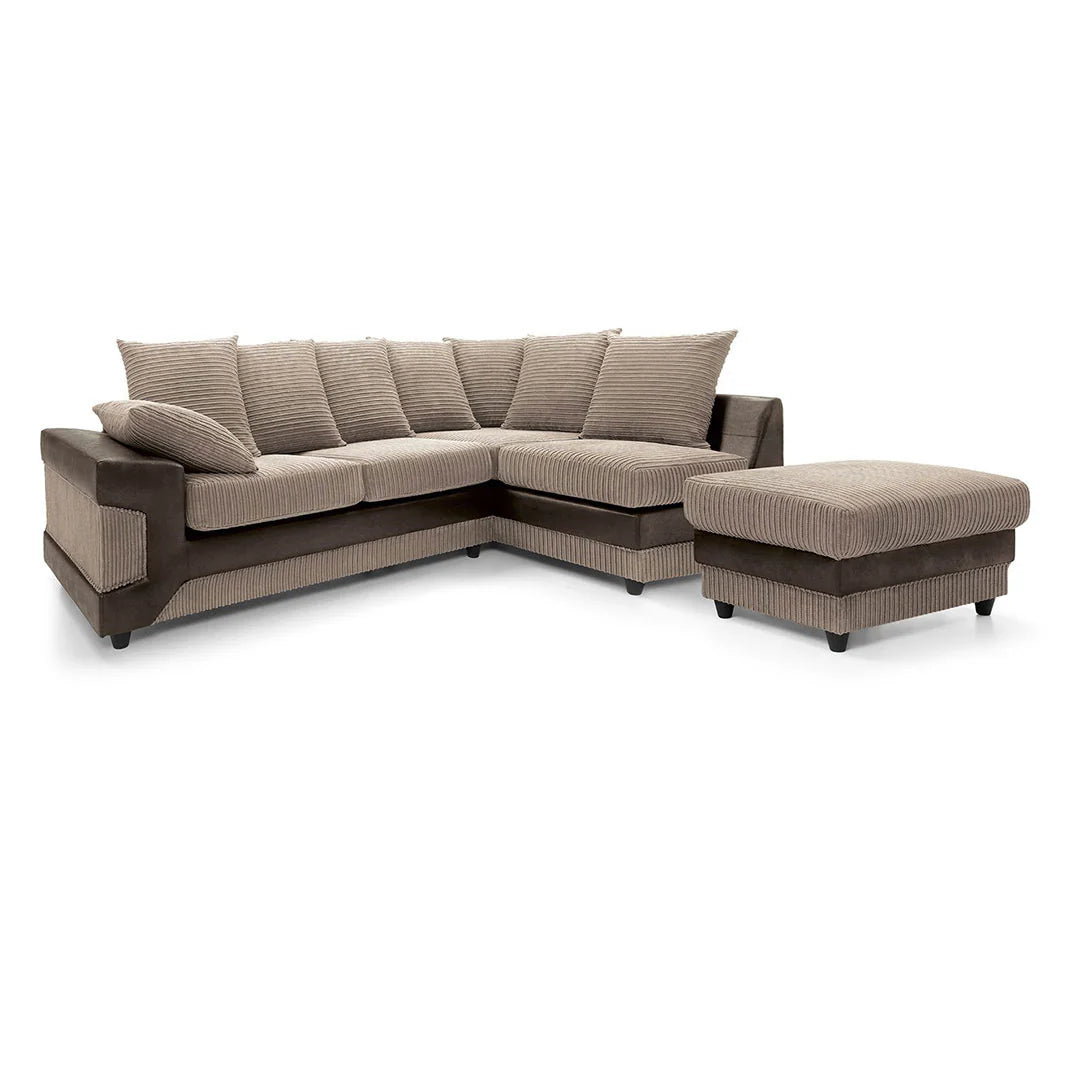 Dino Jumbo Cord Corner Sofa – Beige Brown