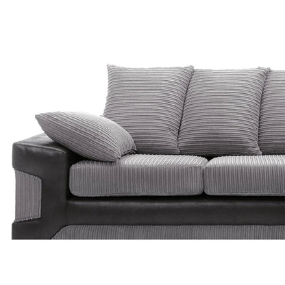 Dino Jumbo Cord Corner Sofa – Black & Grey
