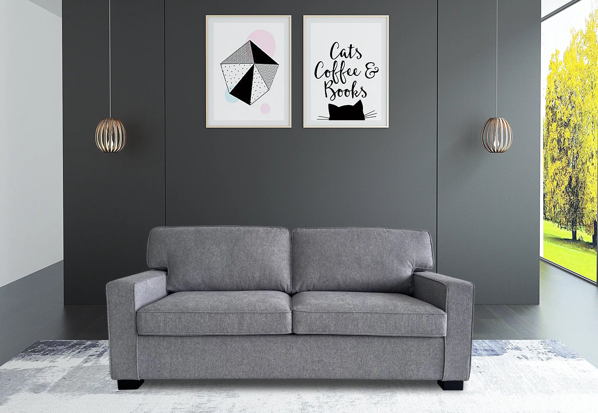 Eton Sofa Bed   Light Grey Fabric 2024  F06