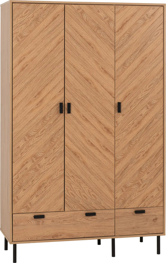 Leon 3 Door 2 Drawer Wardrobe   Medium Oak Effect 2023  01