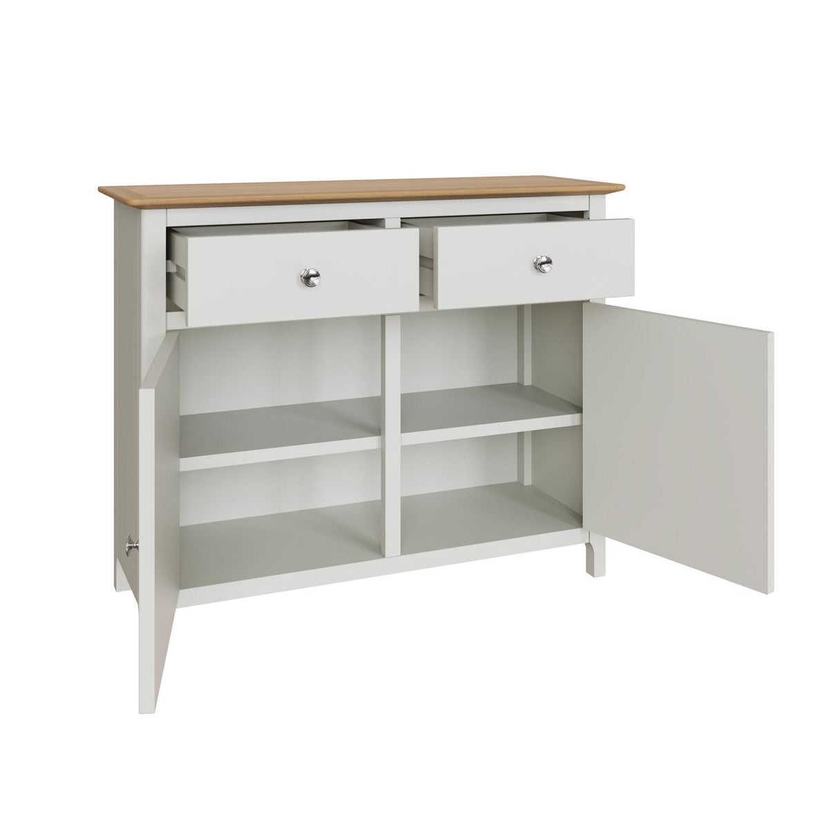 Taberno Oak 2 Door 2 Drawer Sideboard Linen White