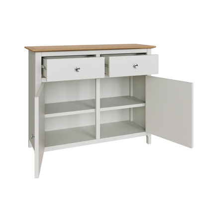 Taberno Oak 2 Door 2 Drawer Sideboard Linen White