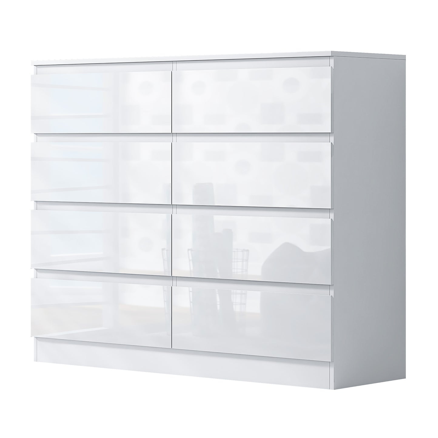 Stora 8 Drawer Wide 4+4 Chest Of Drawers - White Gloss Front