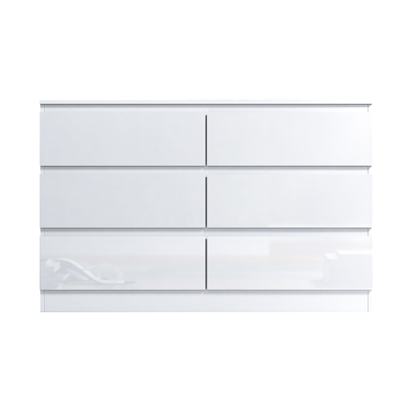 Stora 6 Drawer Wide 3+3 Chest Of Drawers - White Gloss Front